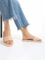 Дамски чехли  тъмно бежови  от еко кожа Gerel