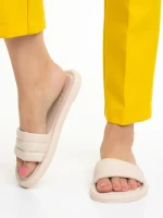 Дамски чехли светло бежови  от еко кожа Gerel