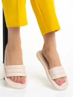 Дамски чехли светло бежови  от еко кожа Gerel