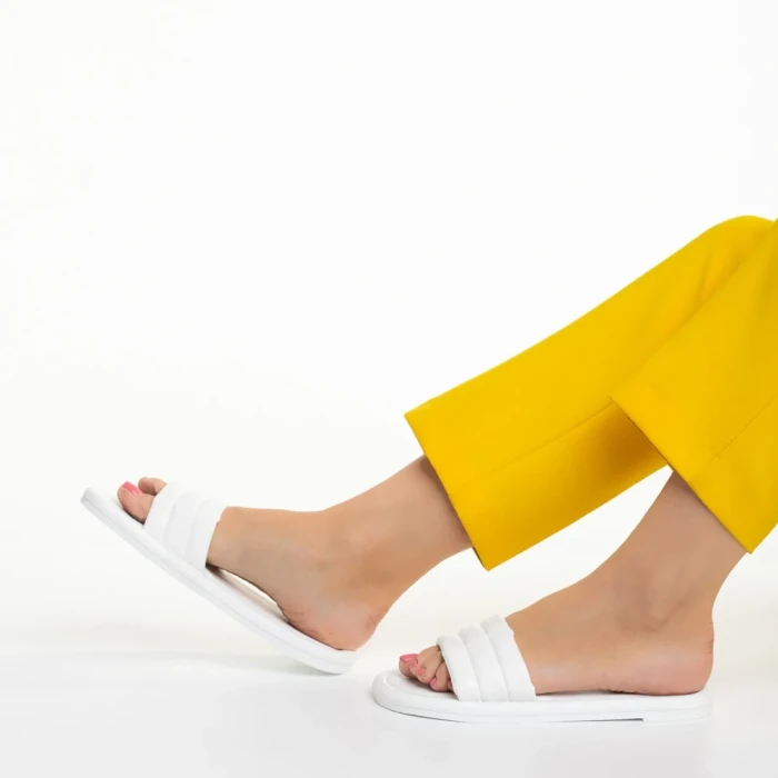 Дамски чехли  бели  от еко кожа Gerel