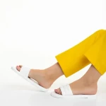 Дамски чехли  бели  от еко кожа Gerel