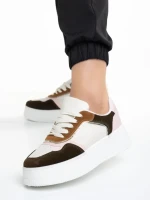 Дамски спортни обувки  бежови  с розово  от еко кожа Jaylin