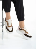 Дамски спортни обувки  бежови  с розово  от еко кожа Jaylin