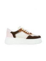 Дамски спортни обувки  бежови  с розово  от еко кожа Jaylin