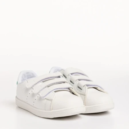 Детски спортни обувки  бели  със зелено  от еко кожа Barney