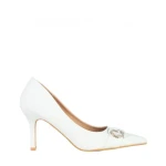 Дамски обувки  бели  с ток от еко кожа Yuka