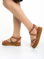 Дамски сандали  Girlhood камел  от естествена кожа  Areti