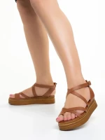 Дамски сандали  Girlhood камел  от естествена кожа  Areti