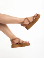 Дамски сандали  Girlhood камел  от естествена кожа  Areti