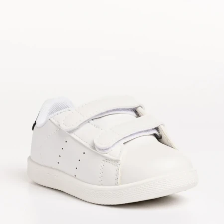 Детски спортни обувки  бели  с черно  от еко кожа Barney