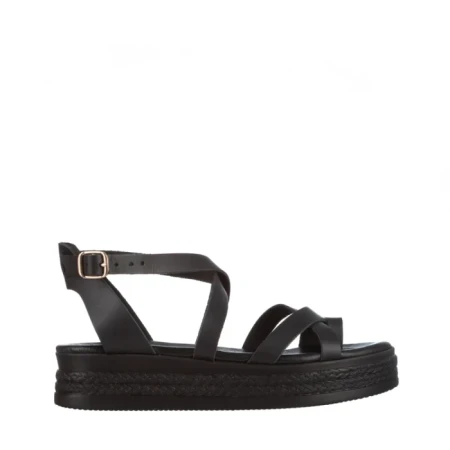 Дамски сандали  Girlhood черни  от естествена кожа  Areti