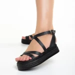 Дамски сандали  Girlhood черни  от естествена кожа  Areti