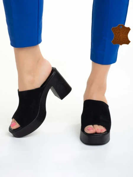 Дамски чехли  Girlhood черни  от велур  Anisa