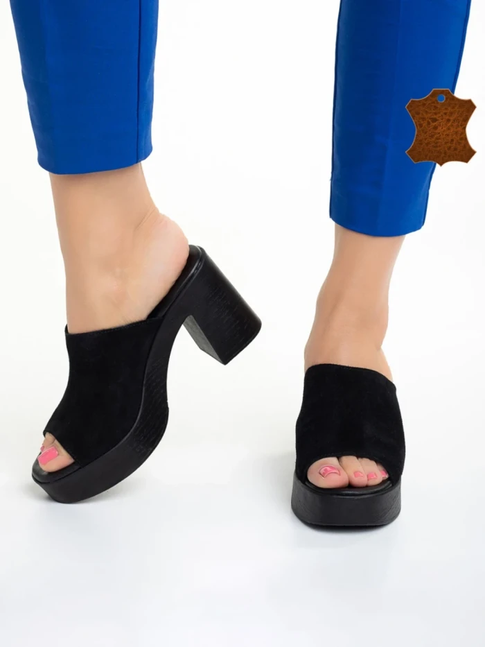 Дамски чехли  Girlhood черни  от велур  Anisa