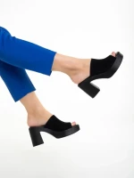 Дамски чехли  Girlhood черни  от велур  Anisa