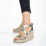 Дамски сандали  Girlhood зелени  от естествена кожа  Basira