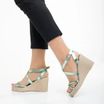 Дамски сандали  Girlhood зелени  от естествена кожа  Basira