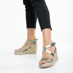 Дамски сандали  Girlhood зелени  от естествена кожа  Basira