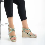 Дамски сандали  Girlhood зелени  от естествена кожа  Basira