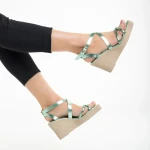 Дамски сандали  Girlhood зелени  от естествена кожа  Basira