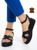 Дамски сандали  Girlhood черни  от естествена кожа  Caderina