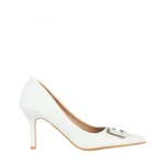 Дамски обувки  бели  с ток от еко кожа Katla