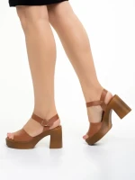 Дамски сандали  Girlhood камел  от естествена кожа  Agni