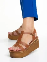 Дамски сандали  Girlhood камел  от естествена кожа  Afroditi