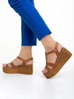 Дамски сандали  Girlhood камел  от естествена кожа  Afroditi