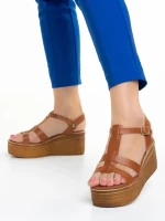 Дамски сандали  Girlhood камел  от естествена кожа  Afroditi