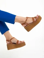 Дамски сандали  Girlhood камел  от естествена кожа  Afroditi