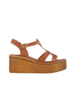 Дамски сандали  Girlhood камел  от естествена кожа  Afroditi