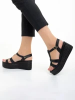 Дамски сандали  Girlhood черни  от естествена кожа  Afroditi