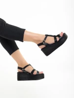 Дамски сандали  Girlhood черни  от естествена кожа  Afroditi
