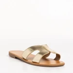 Дамски чехли  златисти  от еко кожа  Aveza