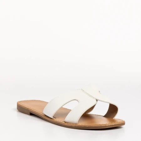 Дамски чехли  бели  от еко кожа  Aveza