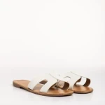 Дамски чехли  бели  от еко кожа  Aveza