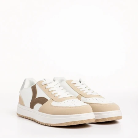 Дамски спортни обувки  бели с бежово  от еко кожа  Criseida