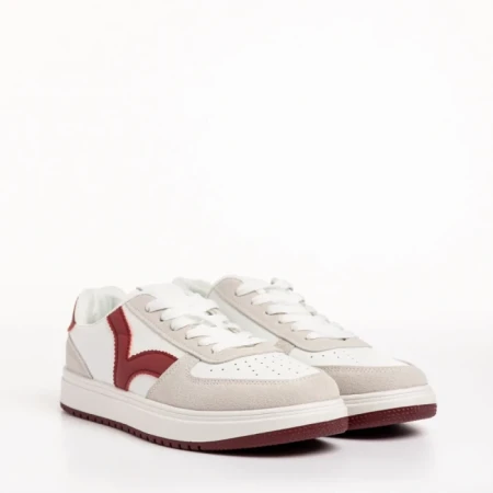 Дамски спортни обувки  бели с грена от еко кожа  Criseida