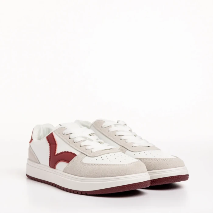 Дамски спортни обувки  бели с грена от еко кожа  Criseida