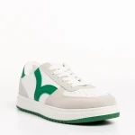 Дамски спортни обувки  бели със зелено от еко кожа  Criseida