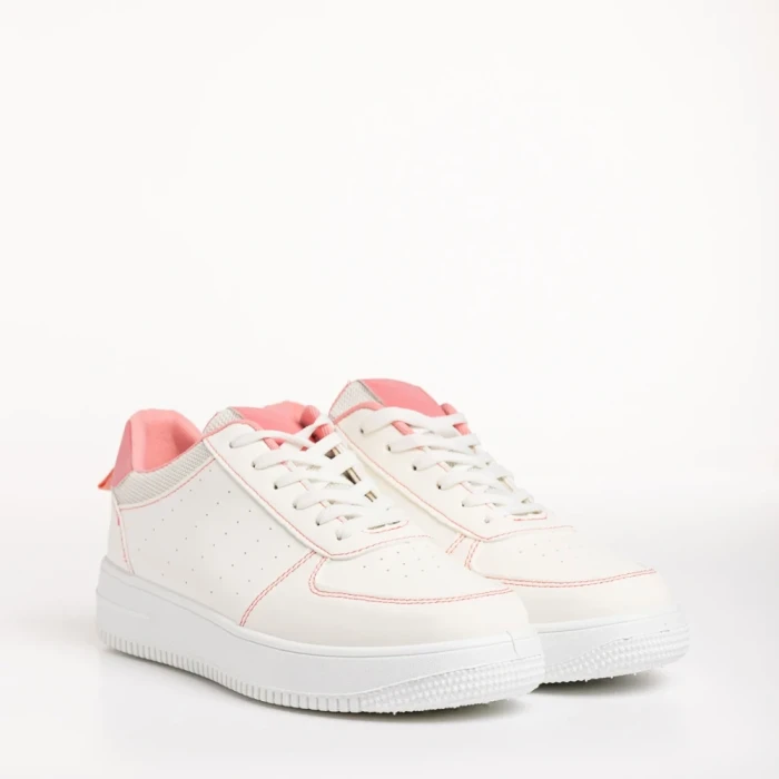 Дамски спортни обувки  бели с розово от еко кожа  Amista