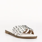 Дамски чехли  бели  от еко кожа  Alida