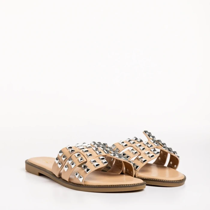 Дамски чехли  бежови  от еко кожа  Alida