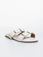 Дамски чехли  бели  от еко кожа  Ivanna