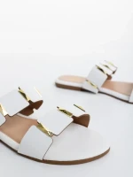 Дамски чехли  бели  от еко кожа  Ivanna