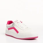 Дамски спортни обувки  бели с цикламено  от еко кожа  Damiana