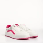 Дамски спортни обувки  бели с цикламено  от еко кожа  Damiana