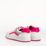 Дамски спортни обувки  бели с цикламено  от еко кожа  Damiana