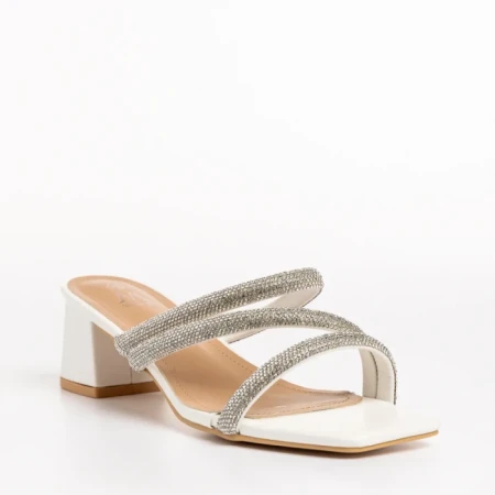 Дамски чехли  бели  от еко кожа  Bernice